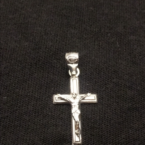 Solid Silver Chain Cuban Link 20in 4mm and Silver Cross 925 Italy Made in Italy - Picture 3 of 5